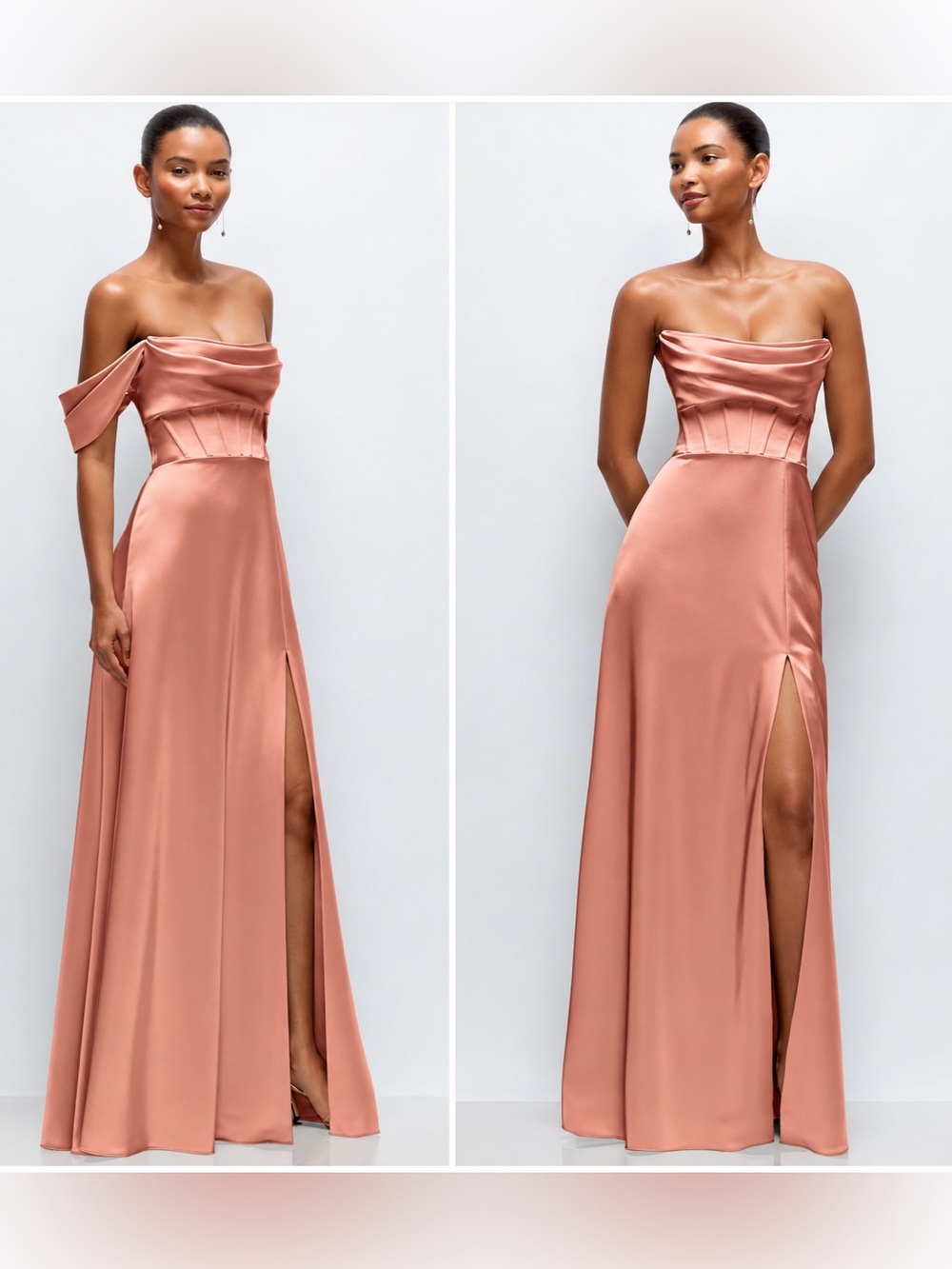 AFTER SIX Joelle Corset Satin Gown Size 4 Copper Penny Convertible Dress Formal